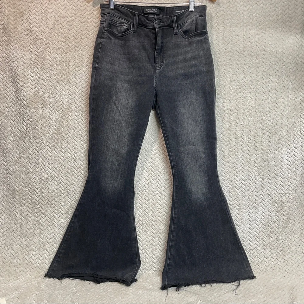 Judy Blue Black High Waisted‎ Super Flare Stretch 70s Retro Hippie Size 7/28